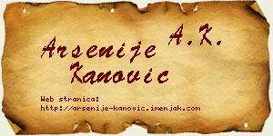 Arsenije Kanović vizit kartica